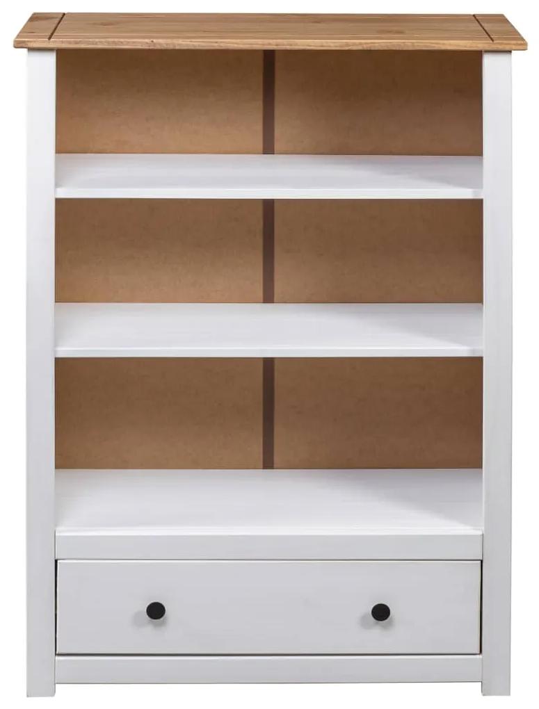 Biblioteca, alb, 80x35x110 cm, lemn masiv de pin, gama Panama 1, Alb