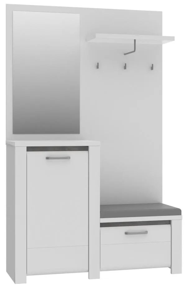 Set pentru hol HIRO cu oglindă, alb/gri