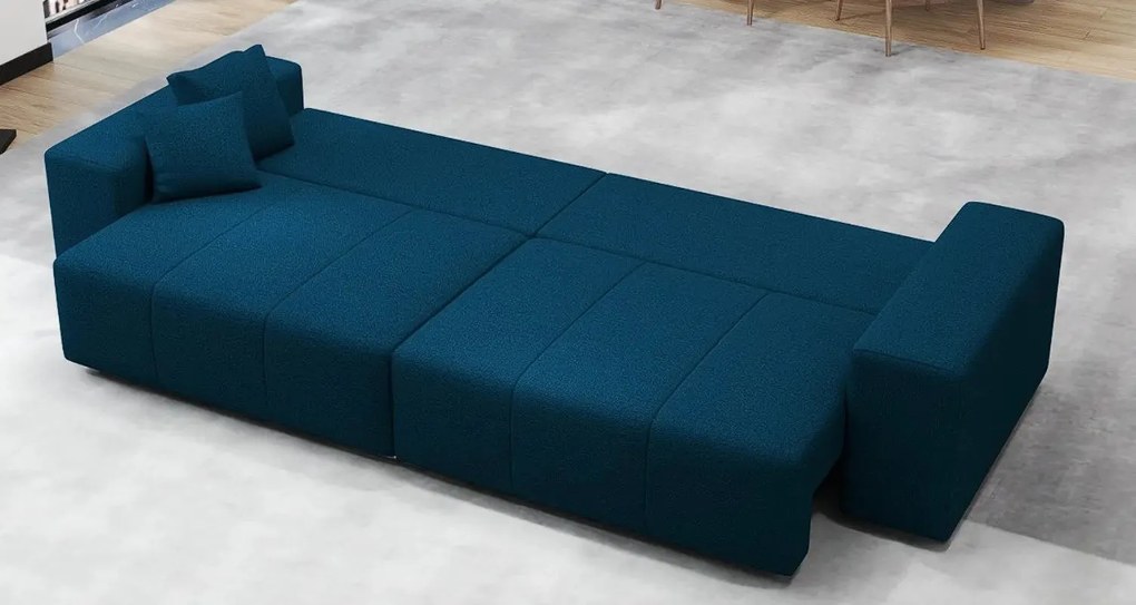 Canapea extensibilă dumonde cu ladă de depozitare si sezut confortabil din spuma high-density, Marbela Enjoy Petrol XXL 295x100 cm