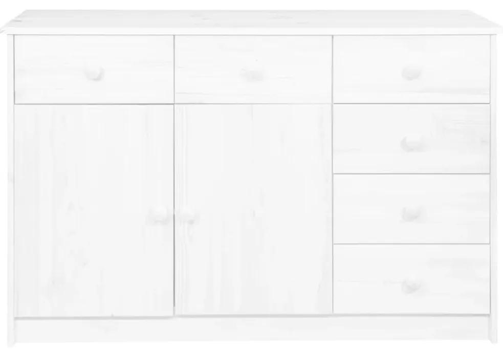 337038 vidaXL Servantă cu 6 sertare, alb, 113x35x73 cm, lemn masiv de pin