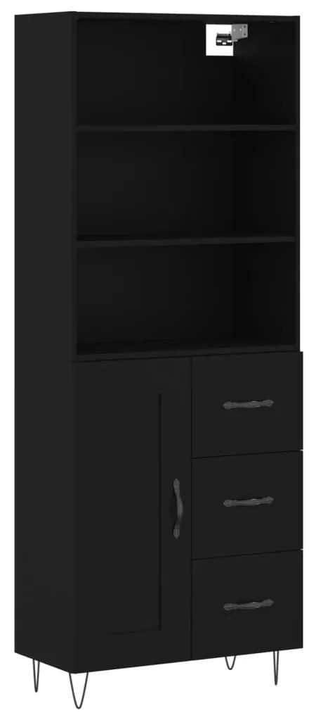 3190014 vidaXL Dulap înalt, negru, 69,5x34x180 cm, lemn compozit