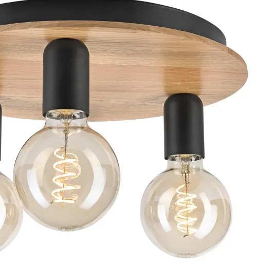 Plafonieră DUSTY 3xE27/15W/230V d. 34 cm stejar/negru