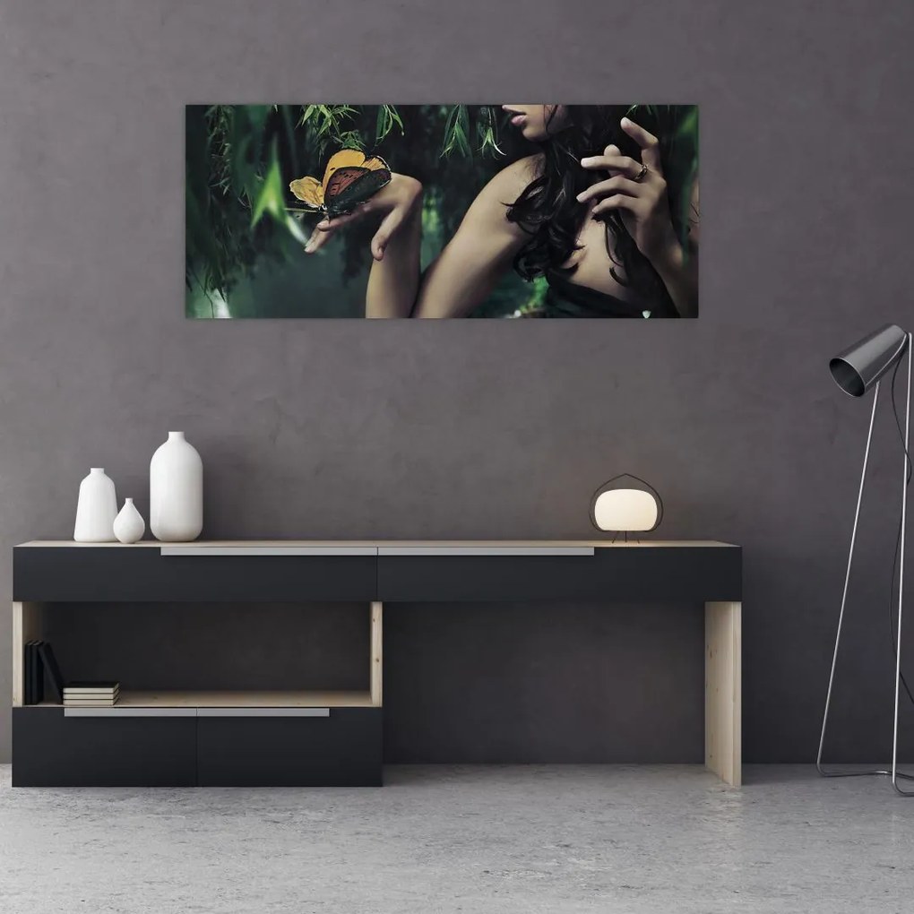 Tablou - Femeia grațioasă cu fluture (120x50 cm)