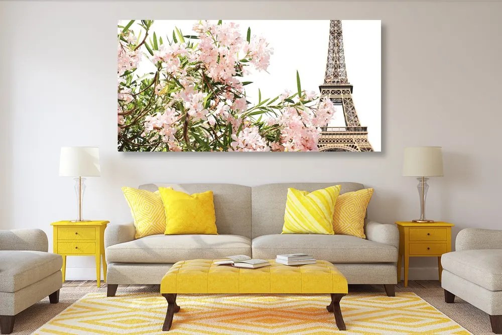 Tablou Turnul Eiffel și florile roz