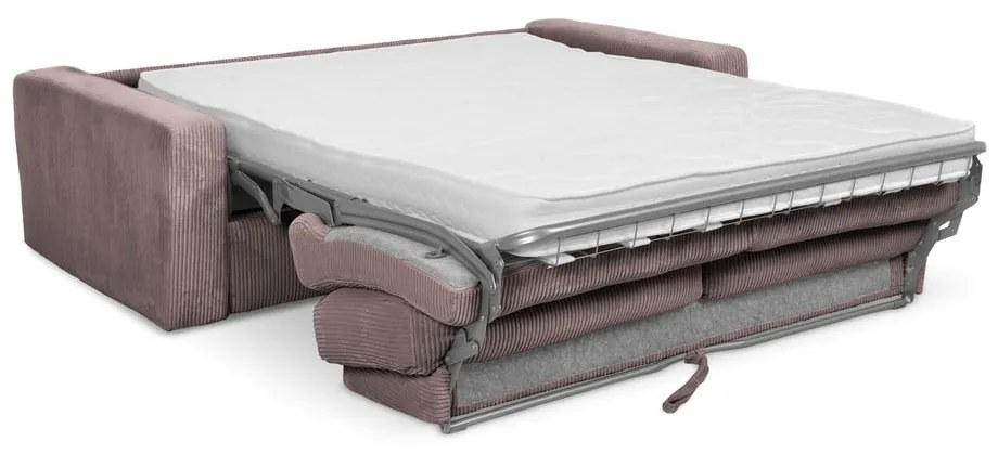 Canapea roz prăfuit extensibilă cu tapițerie din catifea reiată 195 cm Nona – Makamii