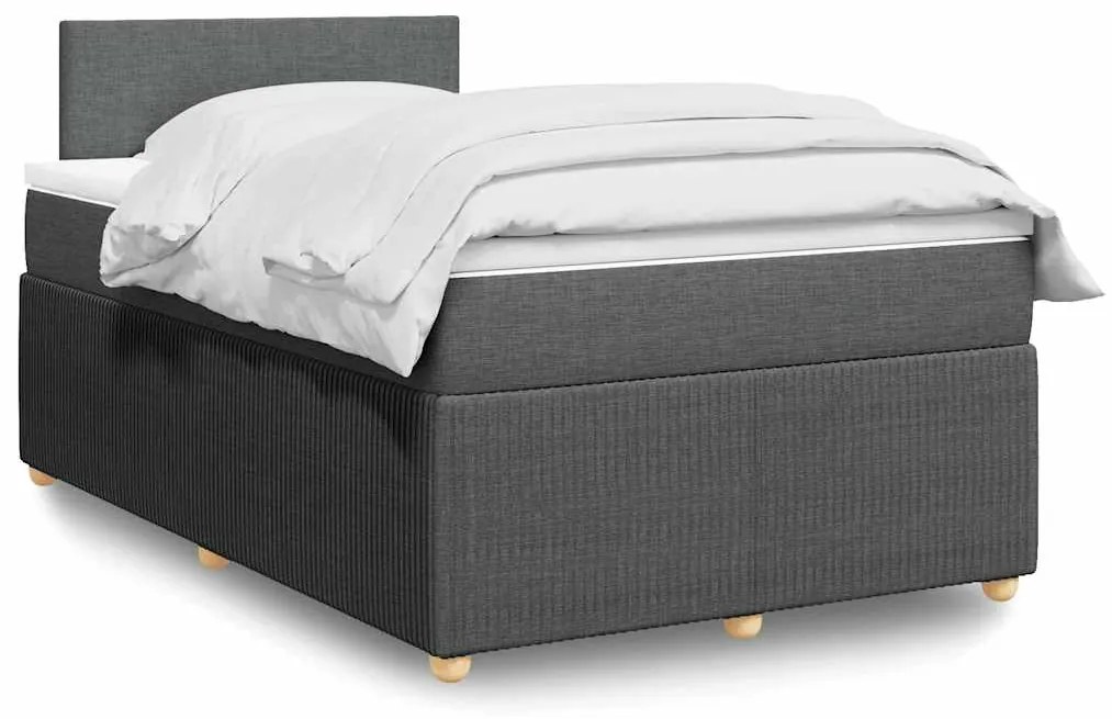 vidaXL Pat box spring cu saltea, gri închis, 120x200 cm, textil