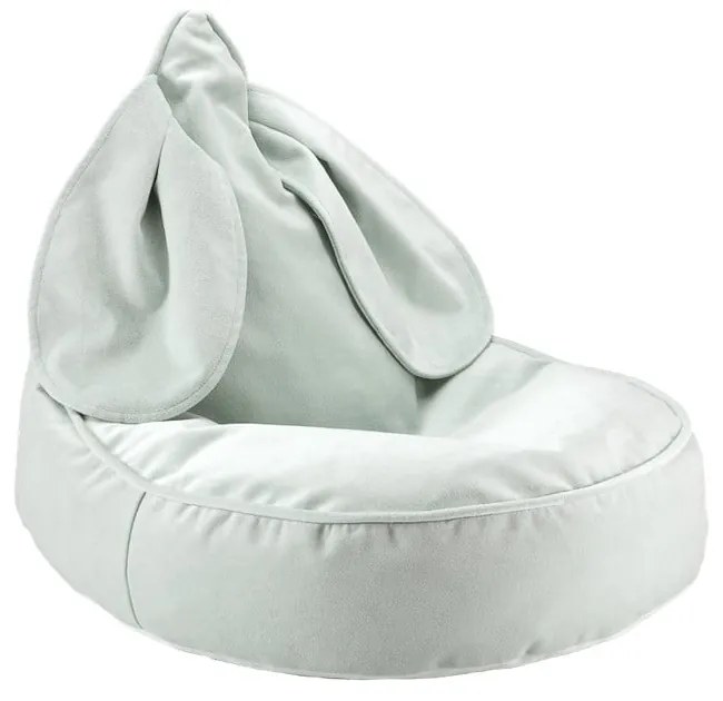 Fotoliu puf pentru copii verde mentă cu tapițerie din catifea Bunny – Wigiwama