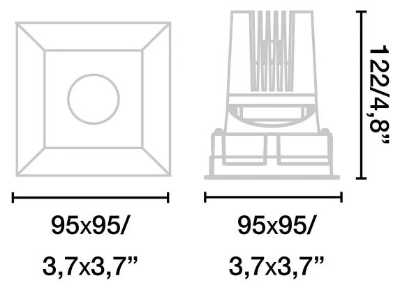 Spot LED incastrabil DEEP60 Downlight square white 60° 2700K honeycomb