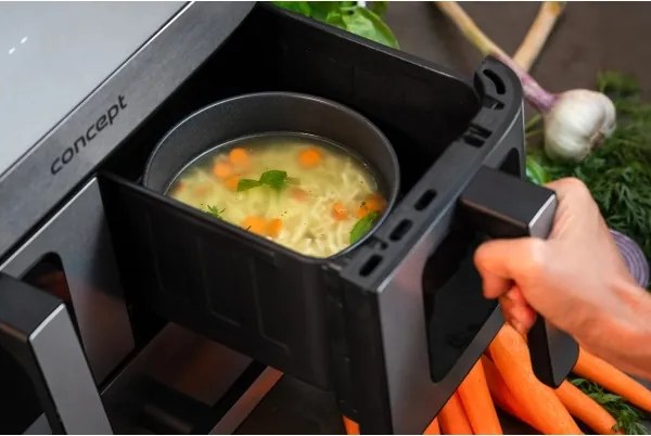 Concept FR9000 - Friteuză cu aer cald PIZZA TRIO 18,5 l 2700W/230V inox/negru