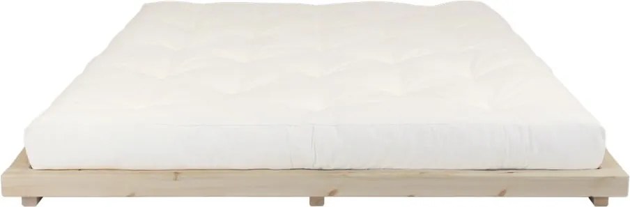 Pat dublu din lemn de pin cu saltea Karup Design Dock Comfort Mat Natural/Natural, 180 x 200 cm