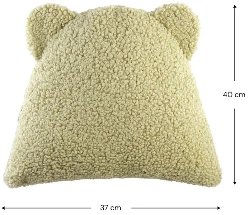 Pernă decorativă pentru copii verde cu tapițerie din țesătură bouclé Bear – Wigiwama