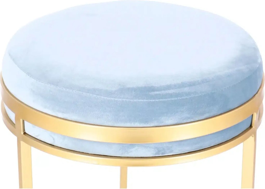 Set taburete Aqua metalice cu sezut din catifea, baza aurie, design modern  2 piese