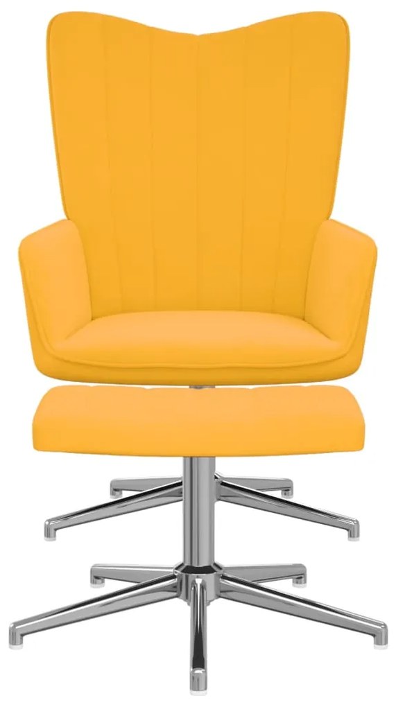 327739 vidaXL Scaun relaxare cu taburet, galben muștar, catifea