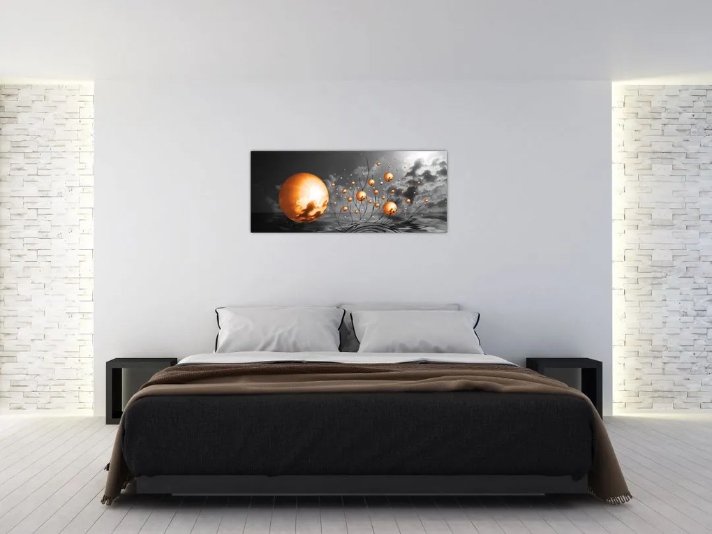Tabloul bilelor portocalii abstarcte (120x50 cm)