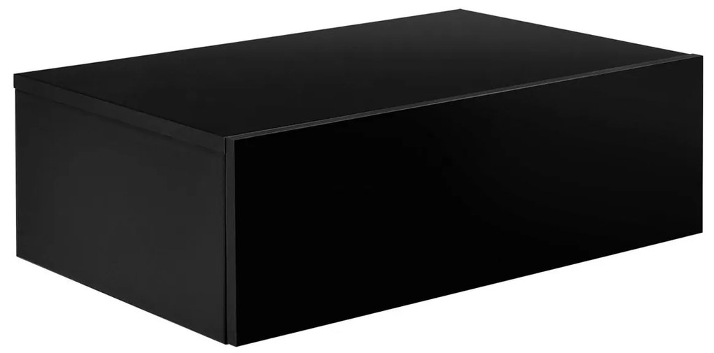 Noptiera montabila pe perete un sertar 46 x 30 x 15 cm PAL negru lucios