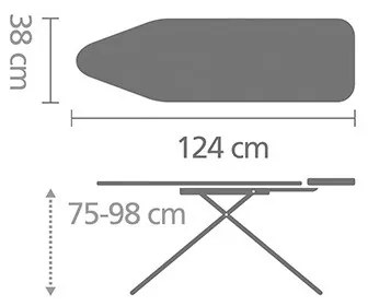 Masa de calcat Brabantia B 1003358, 124x38 cm, 7 pozitii de reglare, Suport generator de abur, PerfectFlow, Multicolor