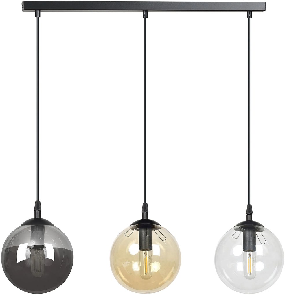 Emibig Cosmo lampă suspendată 3x40 W negru-transparent-chihlimbar-grafit 714/3