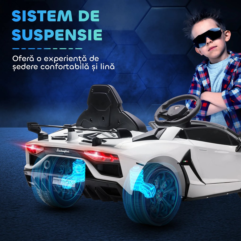 HOMCOM Mașinuță Electrică pentru Copii 3-5 Ani cu Uși Fluture, Mașinuță Electrică cu Telecomandă, 107,5x63x42 cm, Alb | Aosom Romania