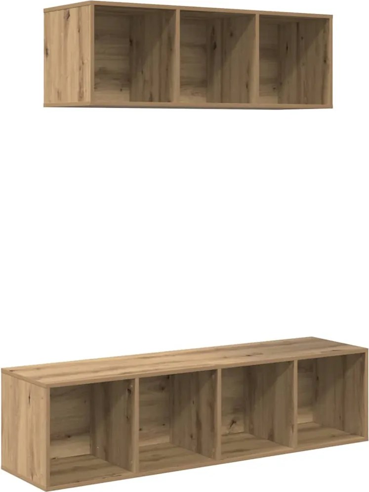 vidaXL Set comodă TV Pe perete 2 pcs Stejar Artizanal Lemn compozit