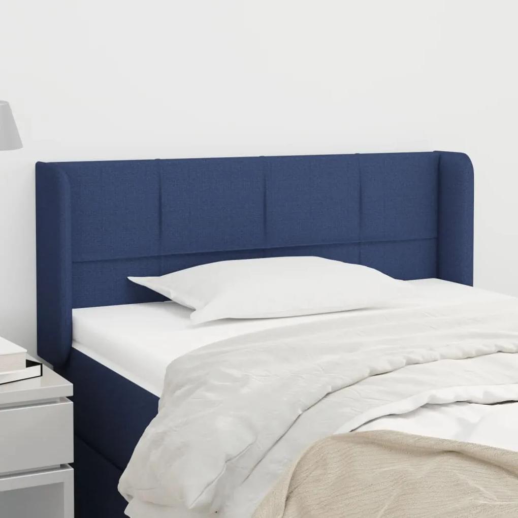 3118756 vidaXL Tăblie de pat cu aripioare albastru 93x16x78/88 cm textil