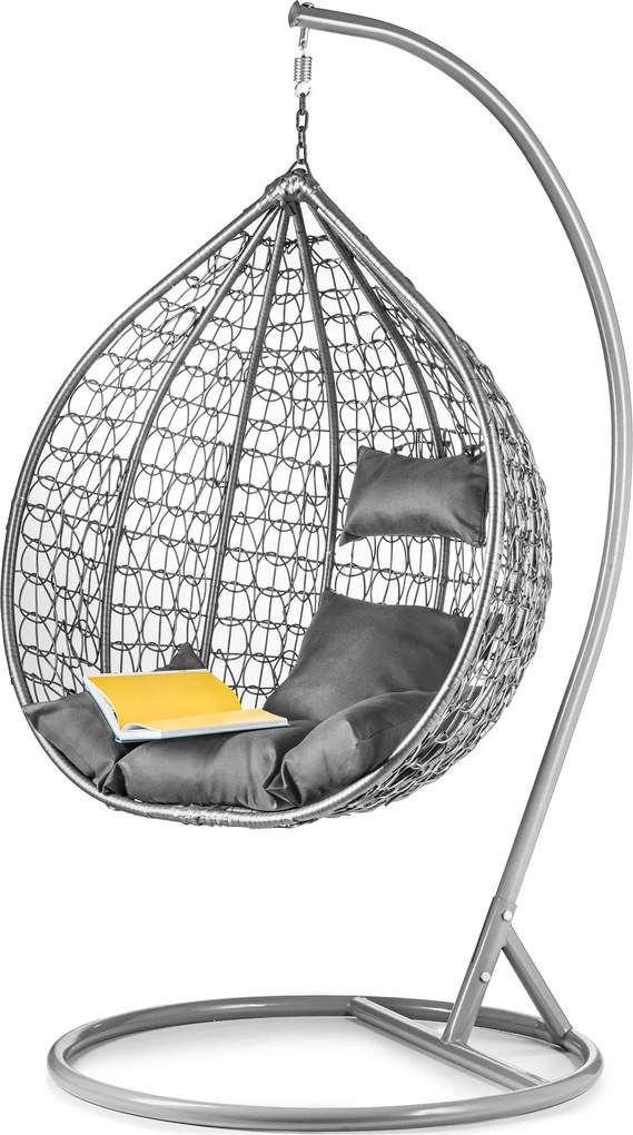 Scaun suspendat gri KOKON cu suport, perna gri