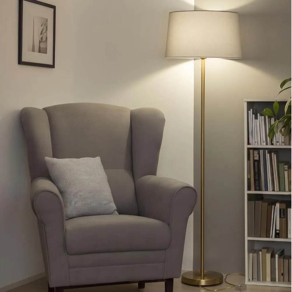 Brilagi - Lampă de podea LED CERIA 1xE27/20W/230V Ø 45 cm gri/auriu