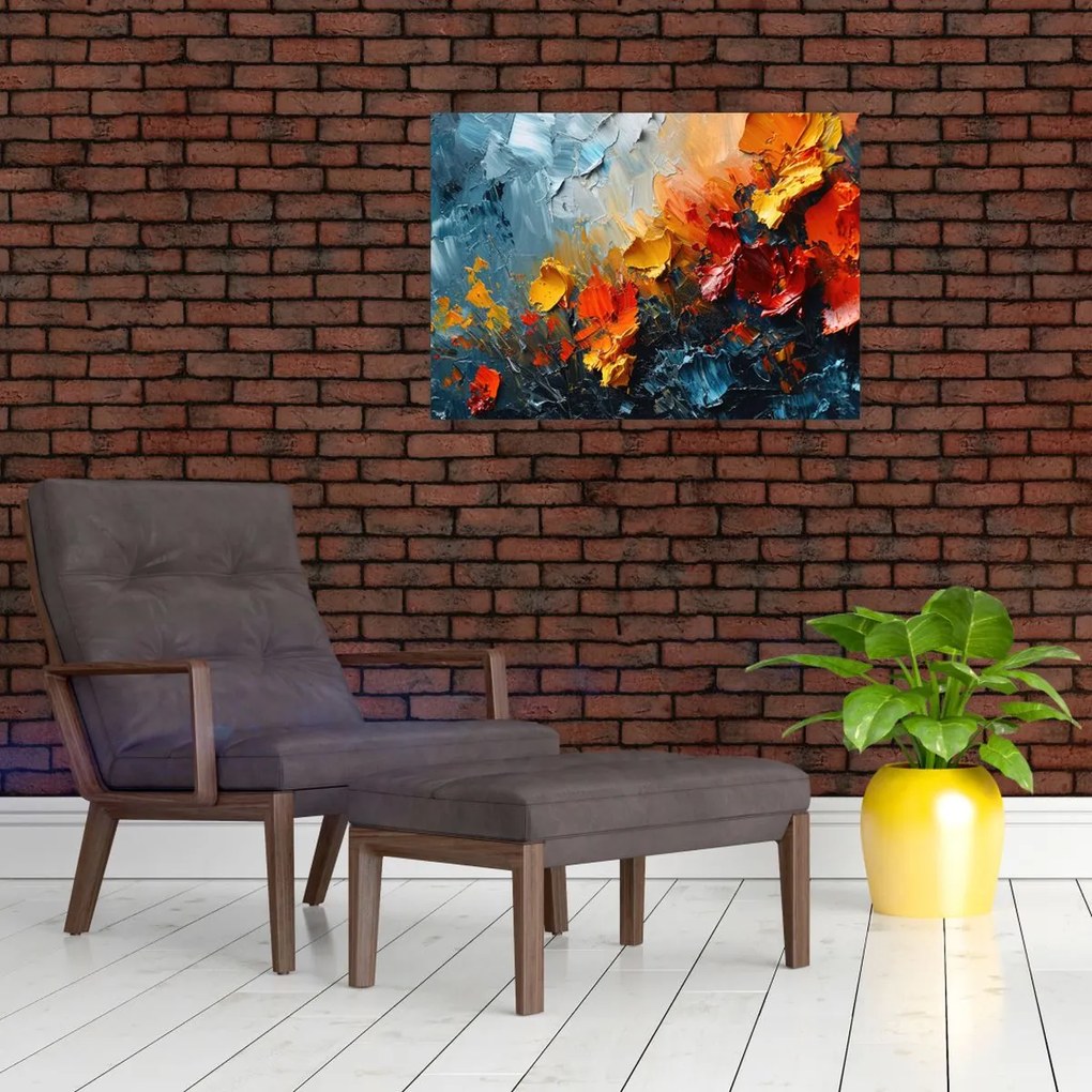 Tablou pe sticlă - Pictură abstractă de flori III. (70x50 cm)