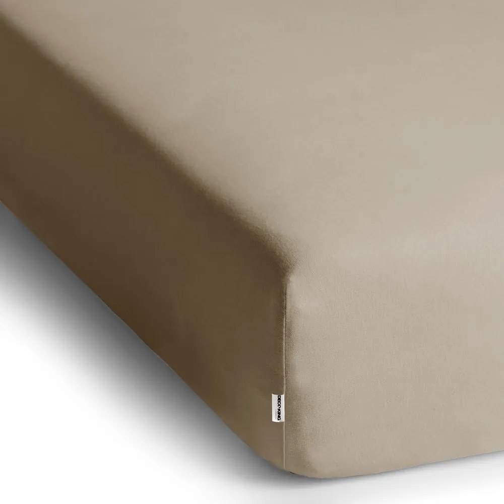 Cearceaf maro deschis din jerseu cu elastic 180x200 cm Amber – Restilo