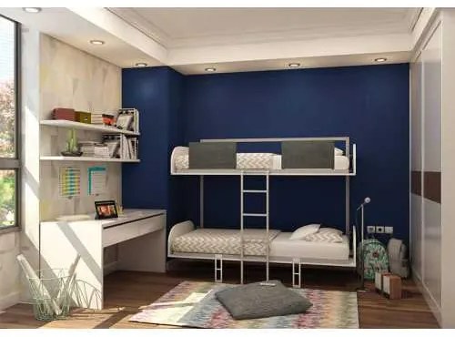 Pat Rabatabil Suprapus cu somiere incluse - Simple Bunk - Alb Mat