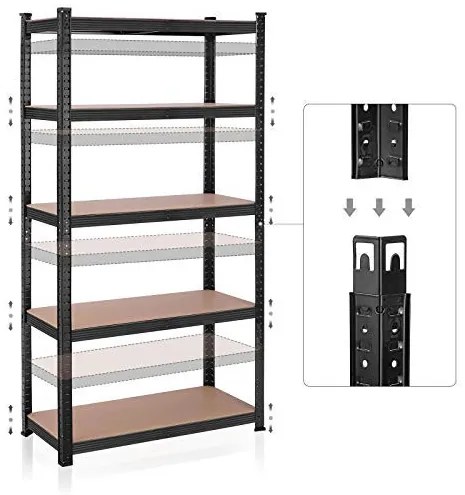 Raft pentru depozitare, negru, MDF / metal, Songmics, GLR050B01