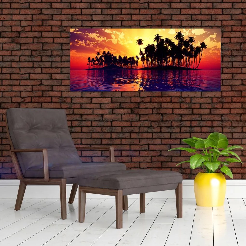 Tablou insulă în apus de soare (120x50 cm)