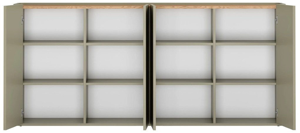 Comodă Elivo 200 cm cu 4 uși - eucalipt / stejar baltic dune