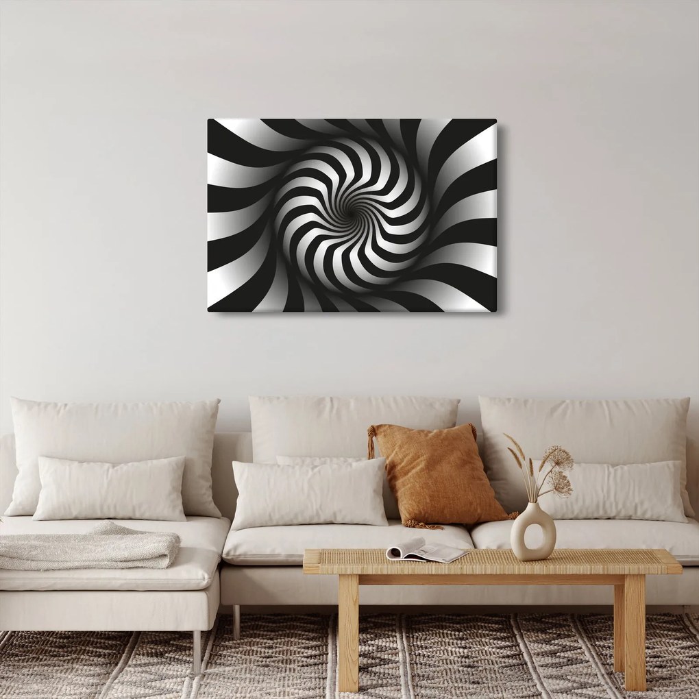 Tablou abstract cu spirala alb neagră (90x60 cm)