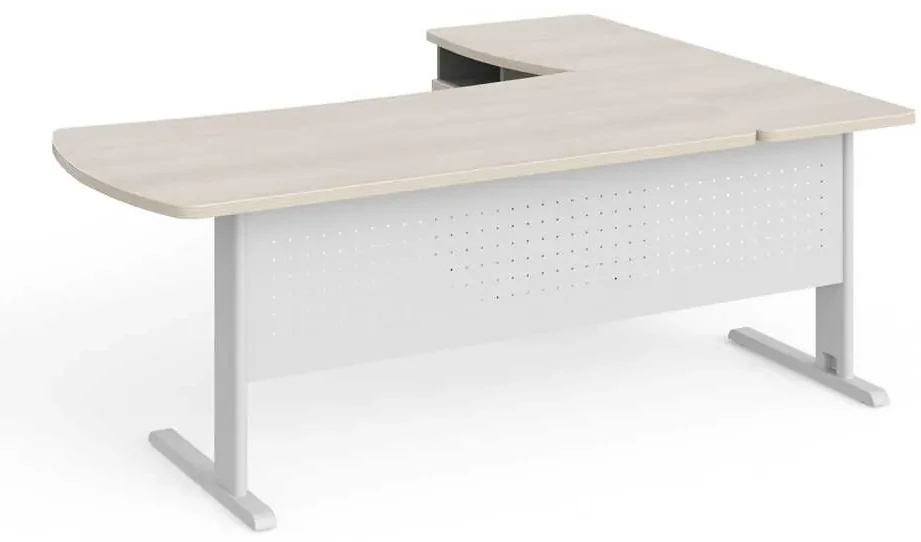 Statie de lucru de colt Manager 200 x 160 cm, stânga, salcâm deschis / gri