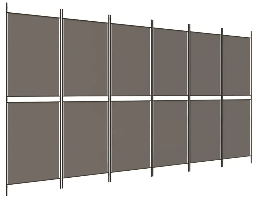350224 vidaXL Paravan de cameră cu 6 panouri, antracit, 300 x 180 cm, textil