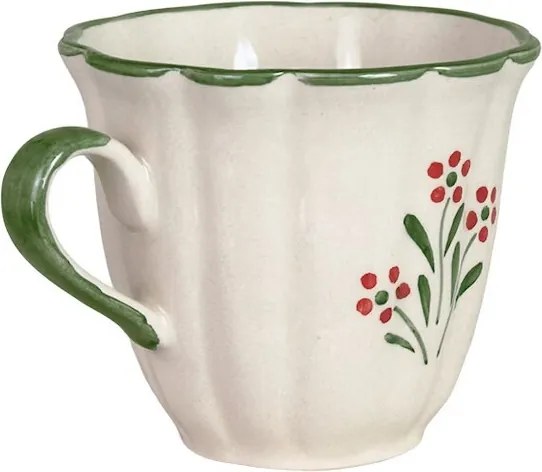Cană din ceramică pictată manual, Ø 10,5 x H 9,5 cm, verde, „Esther Wildflower"