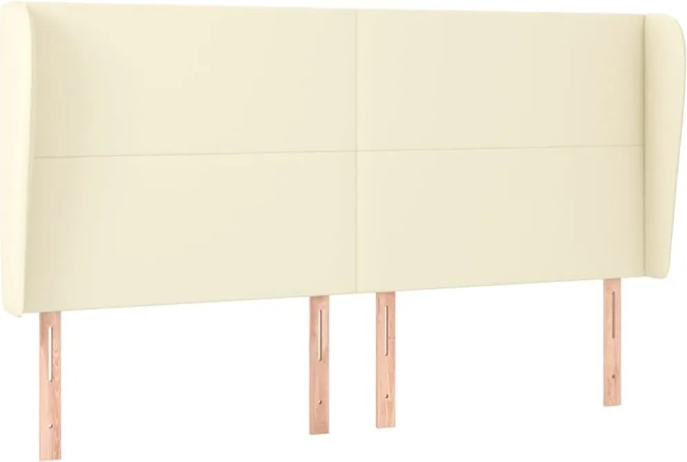 vidaXL Tăblie de pat cu aripioare, crem, 183x23x118/128 cm, piele eco