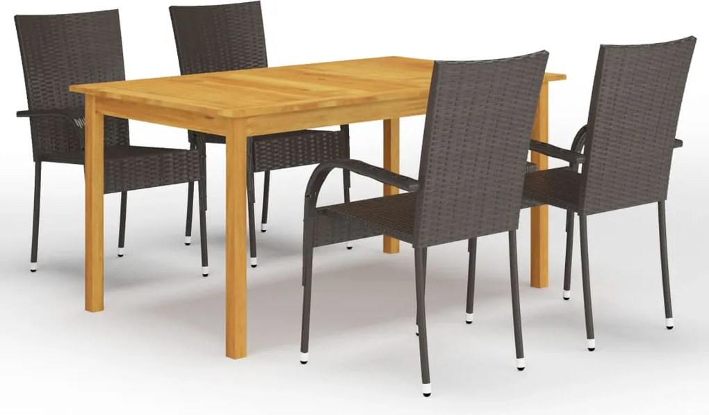 vidaXL Set mobilier de grădină, 5 piese, maro