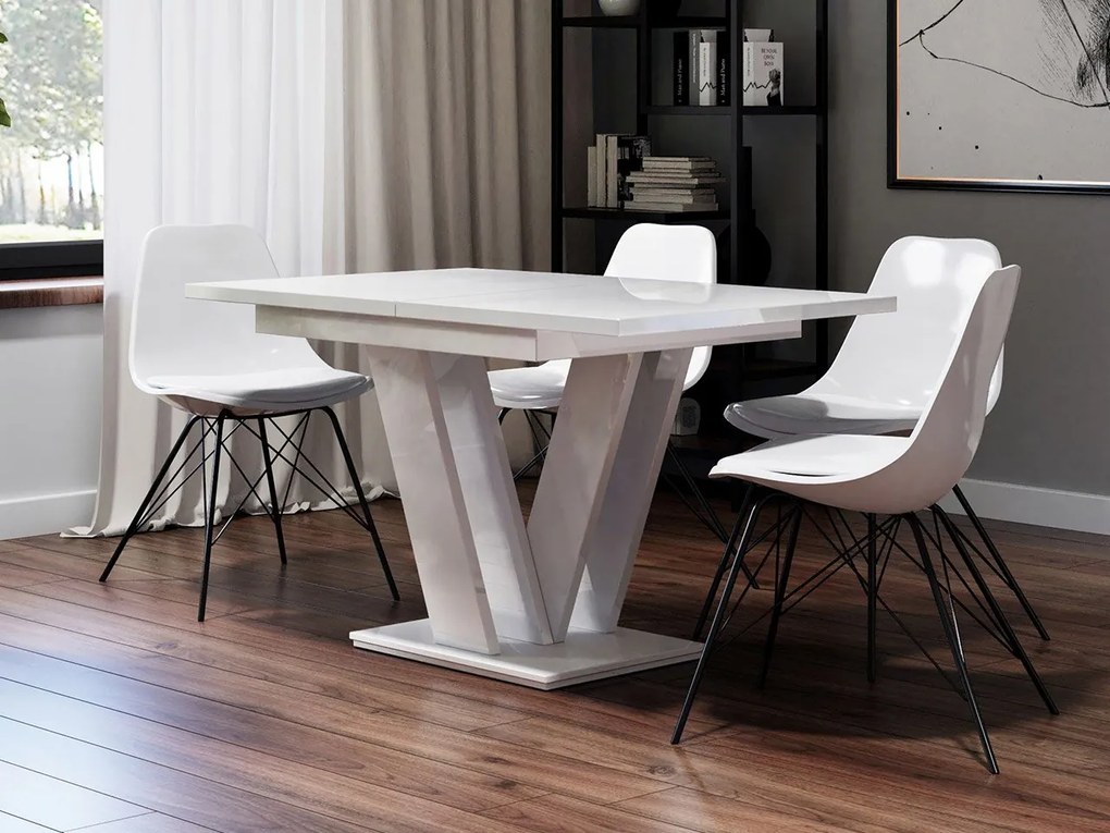 Masă extensibilă Hildaria (Alb lucios ). Promo -16%. 1053924