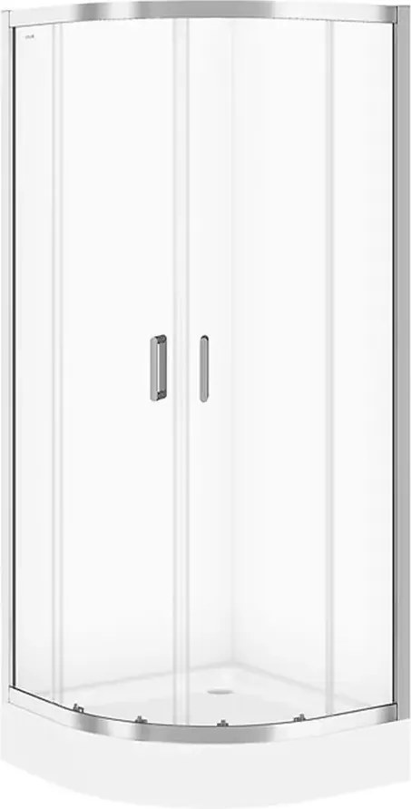 Cabina de dus semirotunda Cersanit Arteco cu 2 usi culisante 80x80 crom