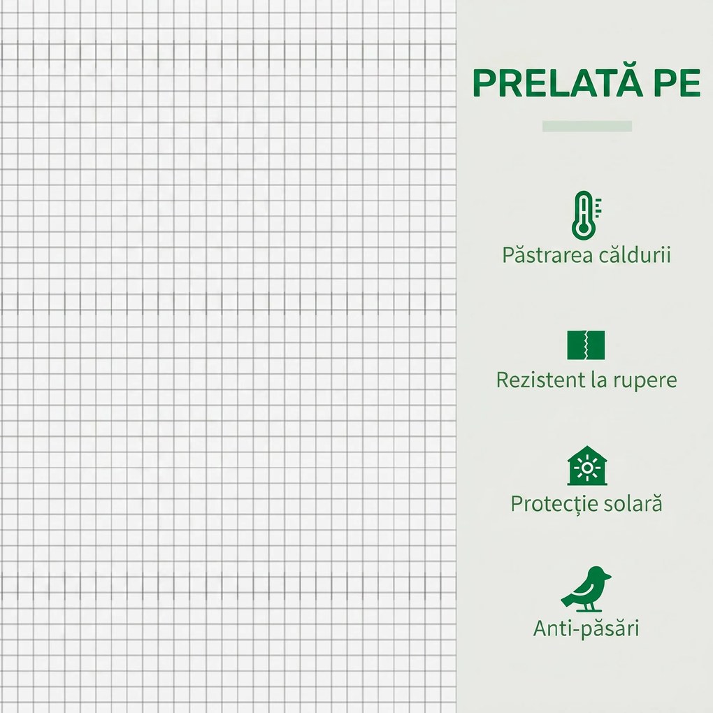 Outsunny Seră de Grădină cu Ușă Rulantă, 2 Ferestre și Margini Extinse, Seră pentru Plante din Oțel, 200x76x168 cm, Alb | Aosom Romania