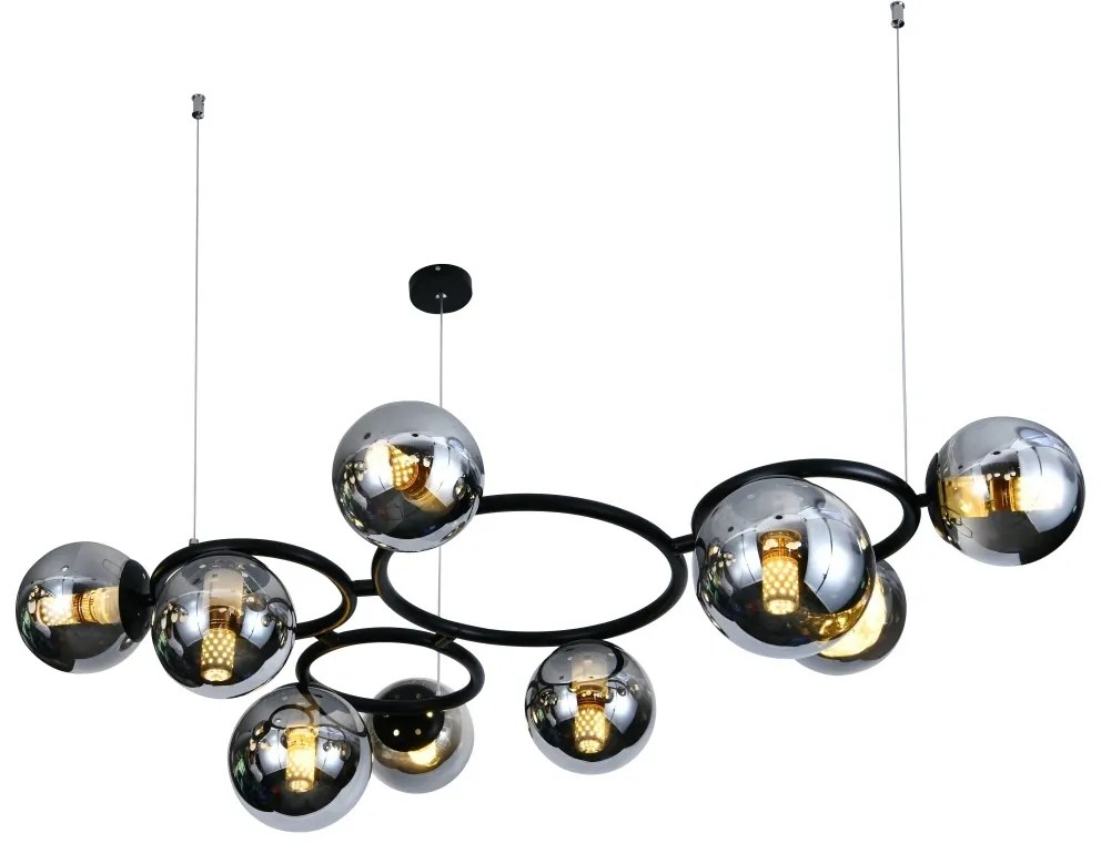 💡 Pendul N6805/9 – Impact Vizual Puternic în Negru & Crom