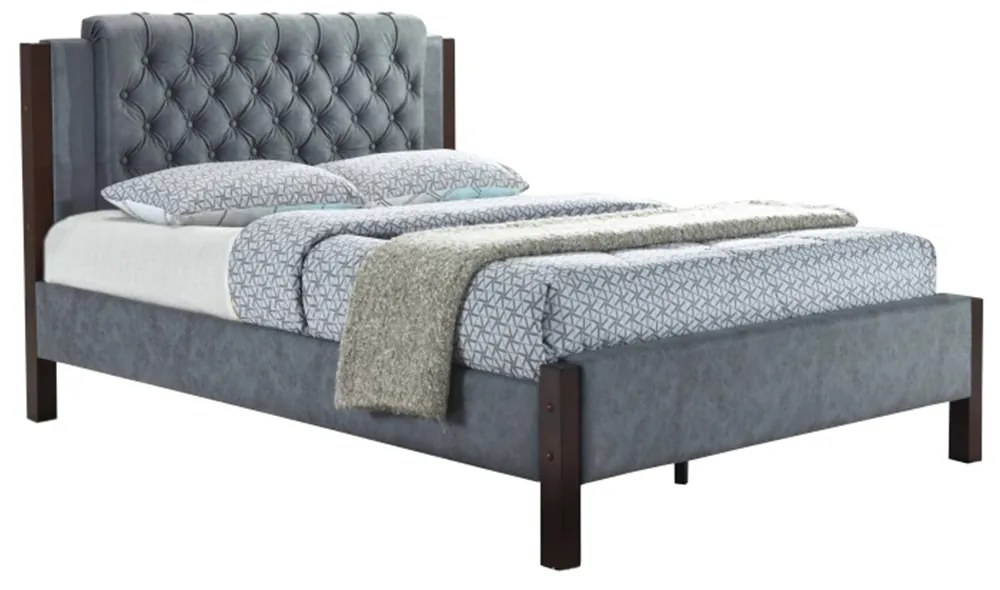 Pat, material textil gri, 160x200, KAROLA NEW