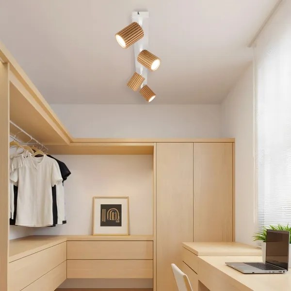 Brilagi - Corp de iluminat tip spot MODERN WOOD 4xGU10/8W/230V lemn de cauciuc/alb