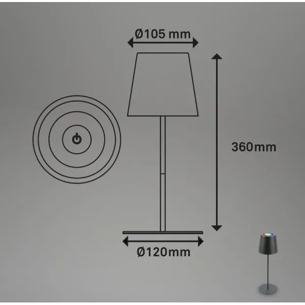 Lampă LED RGB reîncărcabilă dimabilă de masă Briloner 7507015 LED/2,5W/5V IP44 antracit