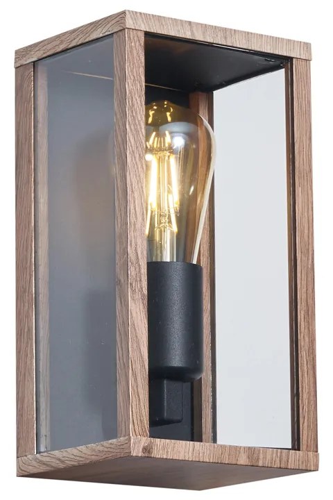 Lampă de perete industrială cu imprimeu de lemn 26 cm IP44 - Charlois