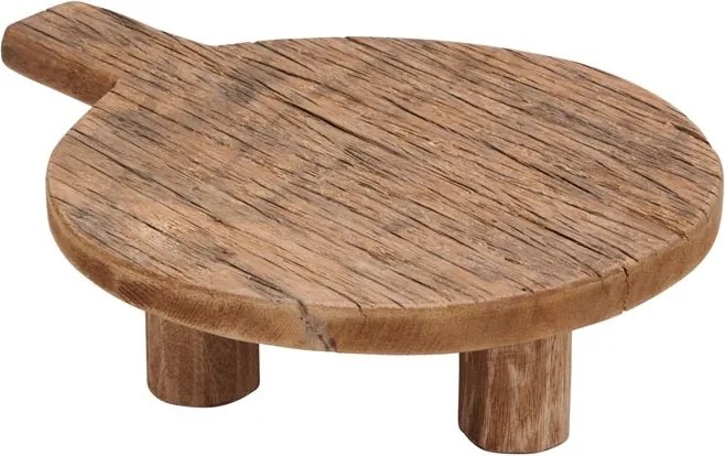 Platou rotund de servire din lemn reciclat, H5 cm