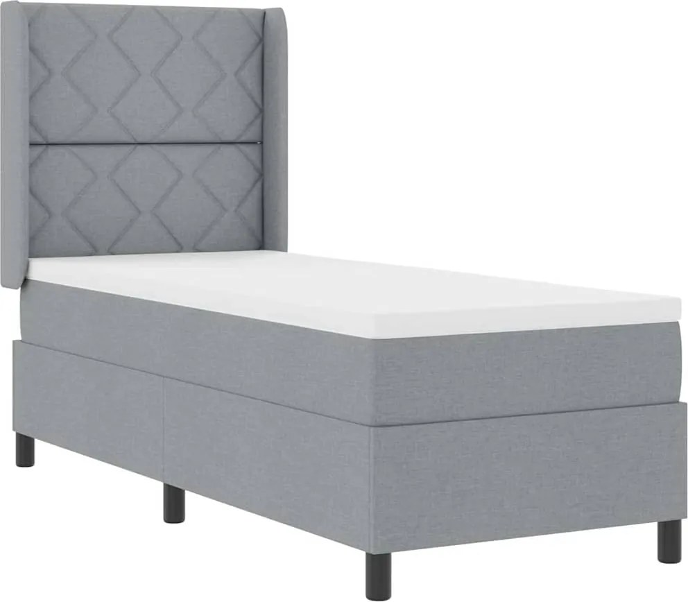 vidaXL Pat cu arc LED cu saltea Gri deschis 80 x 200 cm țesătură