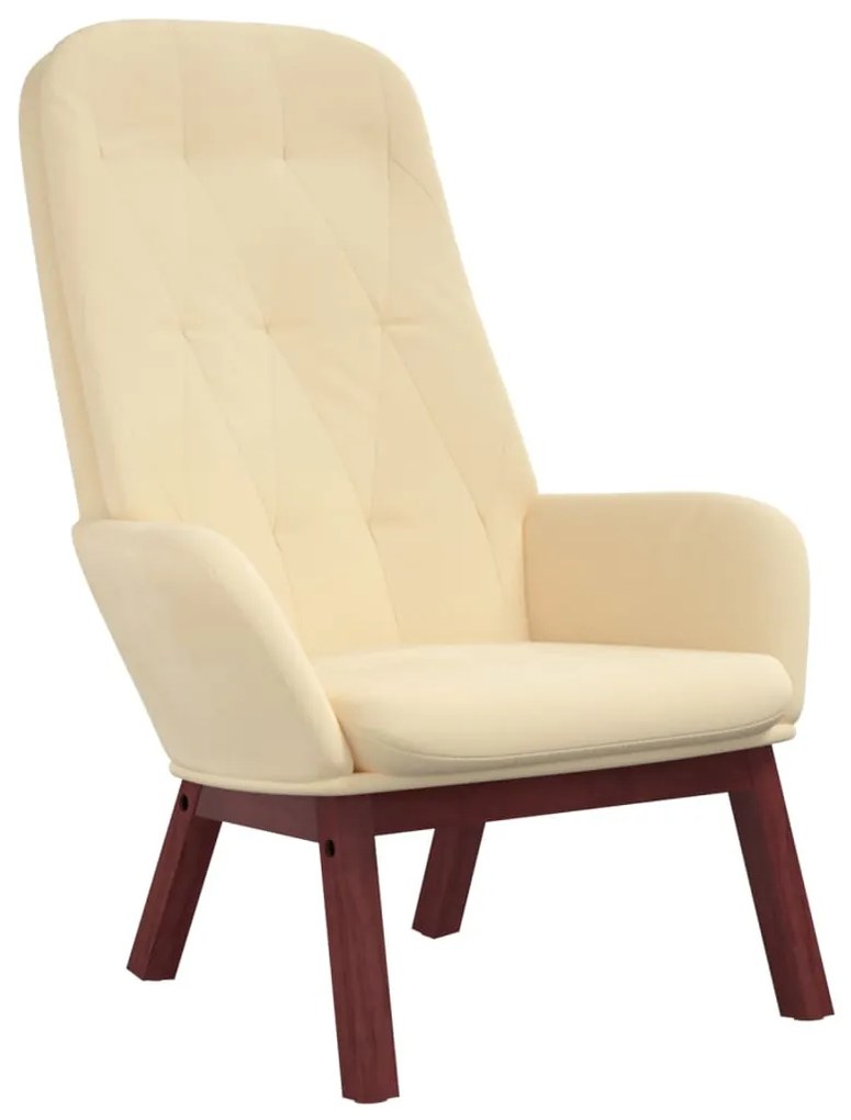 341227 vidaXL Scaun de relaxare, alb crem, catifea