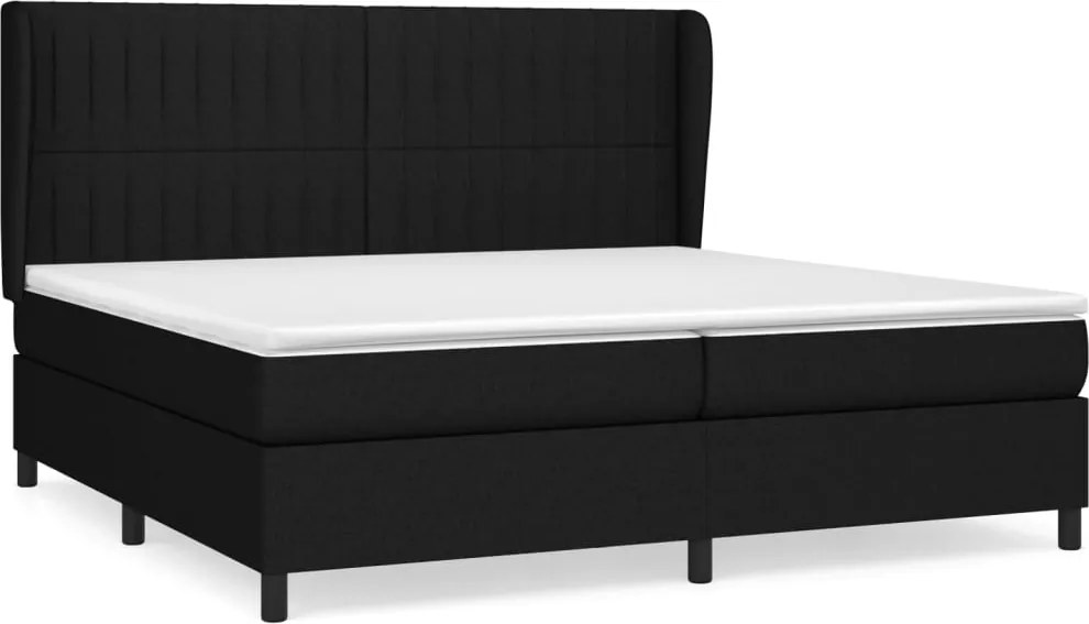 vidaXL Pat box spring cu saltea, negru, 200x200 cm, textil